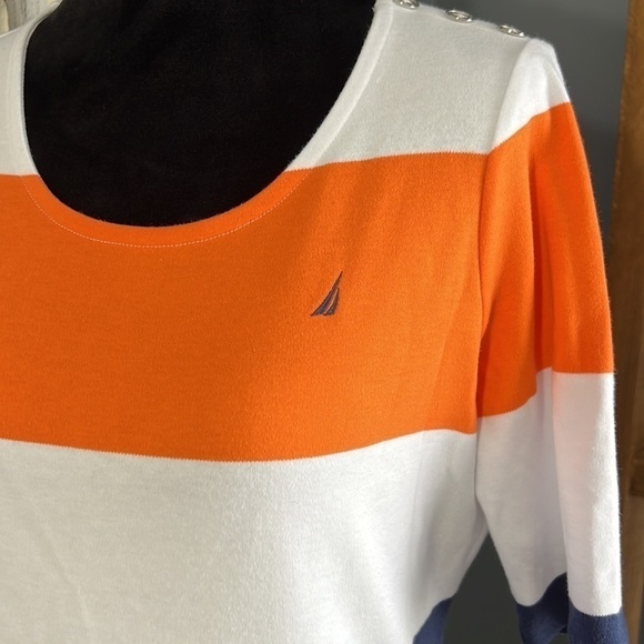 Nautica Multi Color Block Shirt Dress Button Detail Summer Office Sz M NWT - Picture 3 of 9